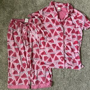 Munki Munki Pink Watermelon Pajama‎ Pjs Set Two Piece Womens Medium